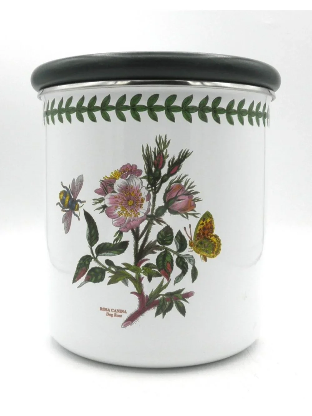 Portmeirion Botanic Garden Medium Metal Canister w/Wood Lid Dog Rose PRTBOG